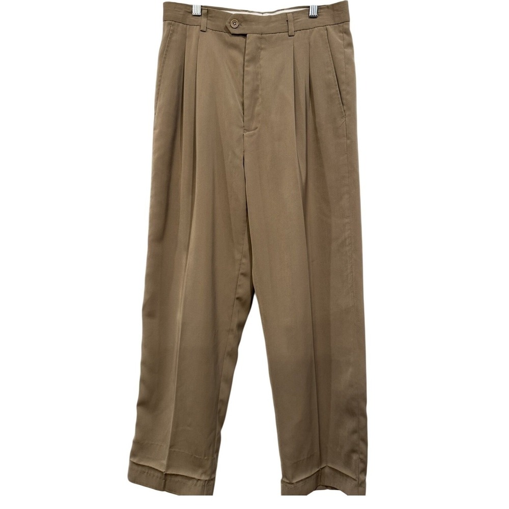 BERTUCCI Khaki Pleated Tailored‎ Trousers Pants Men Size 18